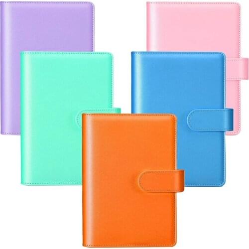 PPYY-5 Pcs A6 PU Notebook Binder Refillable 6 Rings Binder Cover Loose Leaf Personal Planner with Buckle Closure