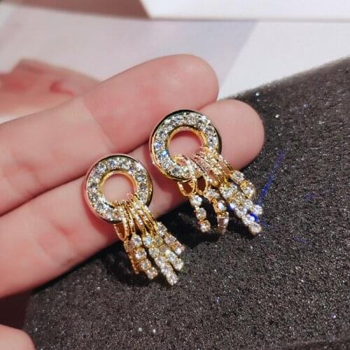 Luxury Female White Zircon Drop Earrings Charm Gold Silver Color Wedding Earrings Cute Crystal Round Dangle Earrings For Women