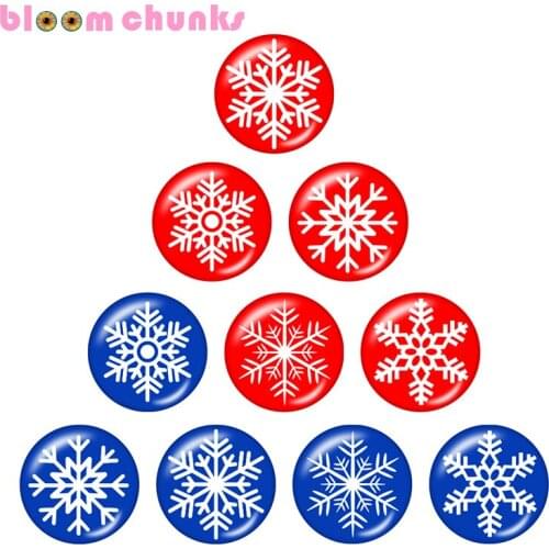 Christmas snowflake 10pcs mixed 12mm/18mm/20mm/25mm Round photo glass cabochon jewelry flat back Making findings S4521