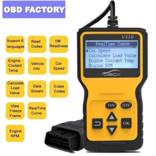 V310 Code Reader Scanner V1.1 Check Engine Fault V310 Car Speed Probe Diagnostic Tool V310 Code Scanner V310 OBD2 Scanner