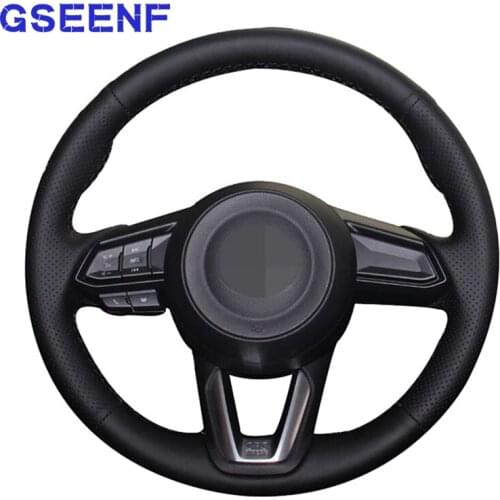 Car Steering Wheel Cover Hand-stitched Comfortable Black Genuine Leather Soft For Mazda 3 CX-5 2017 Mazda CX-9 2016 2017
