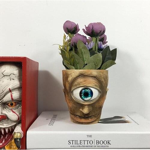 Vase Flower Pot One-eyed Resin Novelty Portable Withstand Harsh Weather Conditions Decorate Living Room Study Kitchen Porch