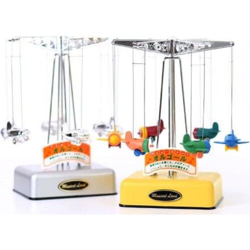 Rotating small plane music box Metal Travel around the world fashion Christmas decoration Creative birthday gift For Children