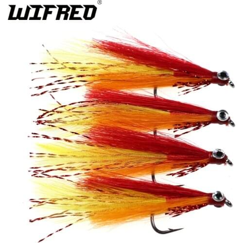 Wifreo 4PCS #6 Micky Fin Minnow Streamer Fly Fishing Lure Bait Trout Fly Fishing