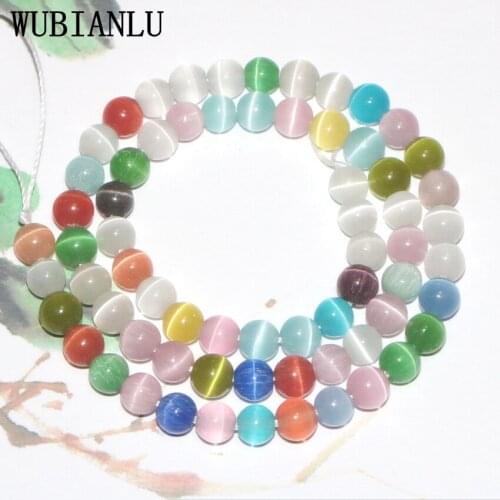 WUBIANLU 6mm Opal 13 Colors Pink White Blue Cats Eye Stone Beads For Jewelry Making DIY Necklace Bracelet Jaspers Wholesale