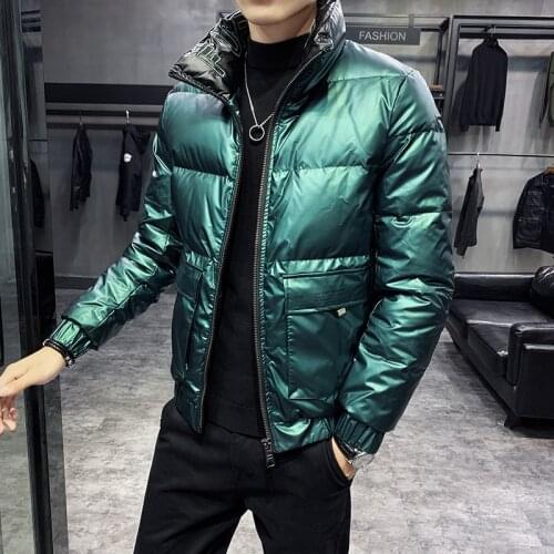 Green Bomber Jackts Man Winter Coats Down Puffer Jackets Fashion Snow Short Jacket Coat Winter Men Parka Thick Mens Clothes