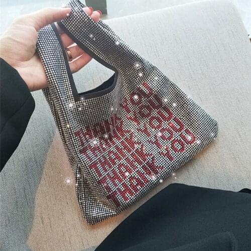 Women Mini Handbag Luxury Diamond Beaded Ladies Wedding Party Purse and Handbag THANK YOU Letter Pattern Female Bag ZD1805