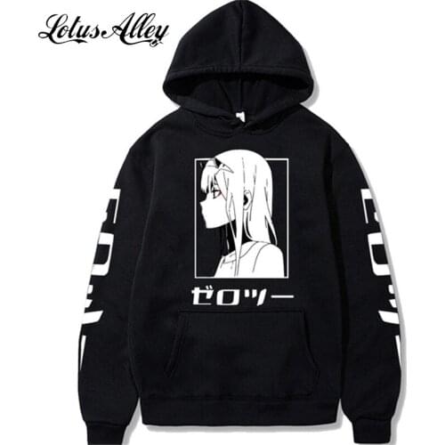 Darling In The Franxx Cartoon Print Hoodie Women Cool Black Unisex Pullover Femme Sweatershirt Anime Hoodies Zero Two oodie 2021