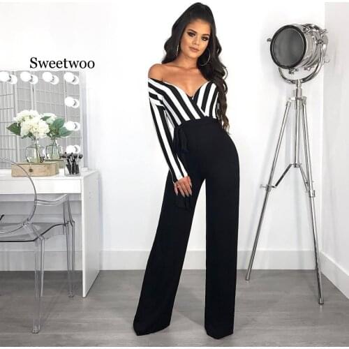 New Design Autumn Full Sleeve Deep V Neck Women Full Bodysuits Fashion Women Jumpsuits