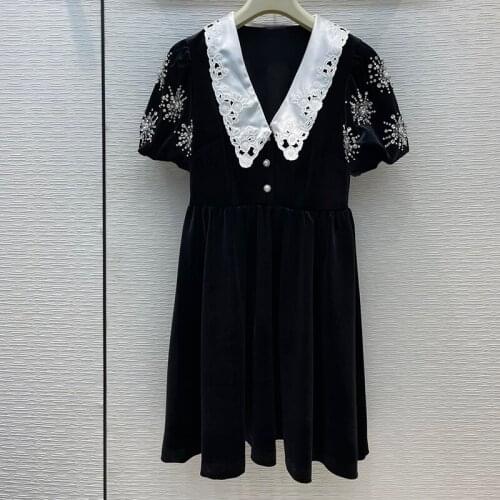 A-Line Party Dress Women 2021 Summer Retro O-Neck Slim White Dress Autumn Short Sleeve Office Lady Dress Vestidos