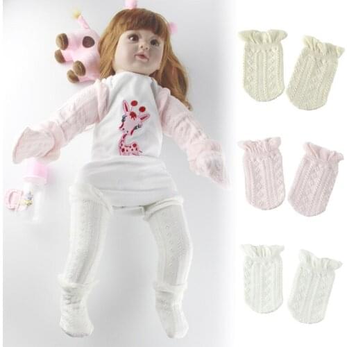 1 Pair Baby Gloves Mittens Soft Cotton Knitted Warmer Socks Sox Newborn Shower Gifts