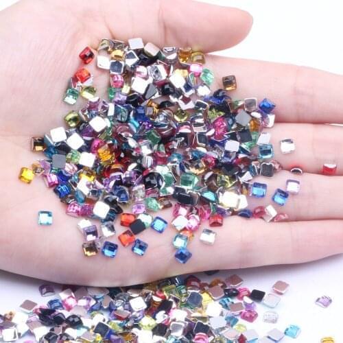 10000pcs 4mm Acrylic Rhinestones Square Shape Flatback Earth Facets Many Colors Flat Back Glue On Beads DIY Nail Art Decoration