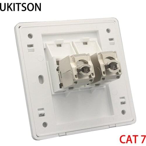 2 Ports CAT7 CAT6A RJ45 Wall Faceplate With Zinc Alloy CAT.7 CAT.6A Keystone Jack Socket For 10G Network Computer Insert Cover