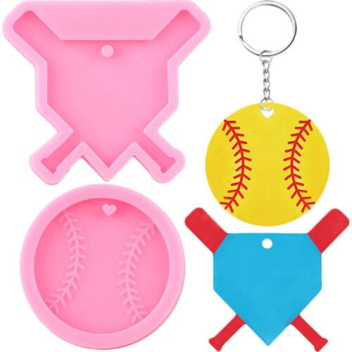 2 Styles Baseball Silicone Molds Ball Keychain Molds Key Ring Epoxy Resin Mould DIY Craft Necklace Jewelry Making Pendant Moulds