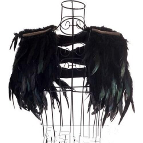 2020 Female Singer Performance Costume Black Feather Shawl Vest Jazz Nightclub Outfit Festival Accessories Stage Costume 1765