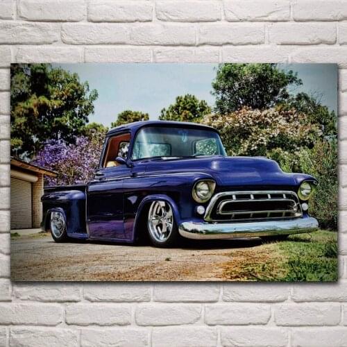 3100 pickup lowrider retro cars 1957 old truck fanart living room home wall art decor wood frame fabric posters KN217