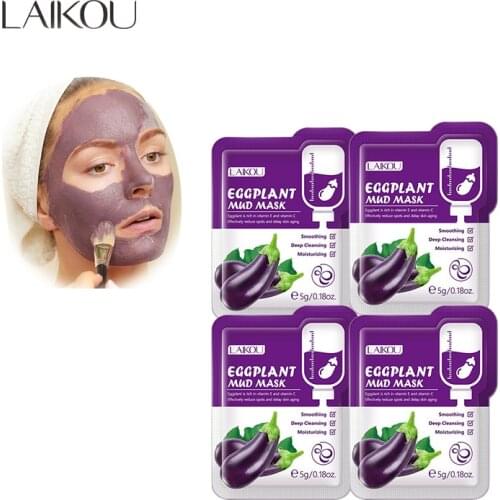 10 Pieces Eggplant Yeast Clear Mud Face Mask Anti Freckle Shrink Pores Acne Blackhead Treatment Moisturizing Whitening Skin Care