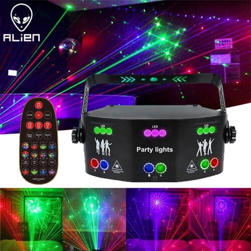 ALIEN 9 Eye RGB Disco DJ Beam Laser Light Projector DMX Remote Strobe Stage Lighting Effect Xmas Party Holiday Halloween Lights