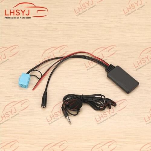 Bluetooth-compatible Wireless AUX input Audio Cable with MIC Call Free Adapter ISO 8Pins for Smart Fortwo450 Radio MP3 Auxiliary