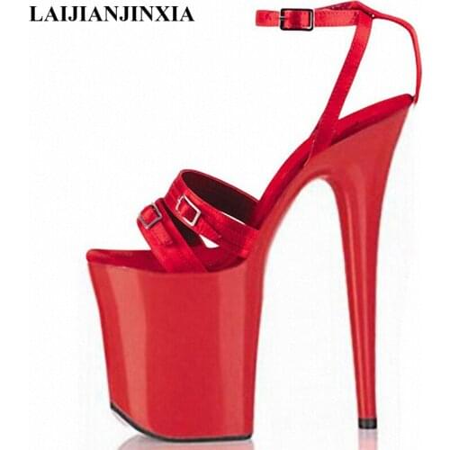 LAIJIANJINXIA 20cm Sexy posed steel pipe shoes, shoe stage shows red high-heeled shoes, the bride wedding Dance Shoes