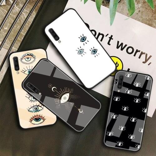Evil Eye Illustrations Tempered Glass Case For Samsung Galaxy A10S A10E A20S A20E A30S A40 A50S A60 A70 A80 A90 A6 A7 A8 Shell