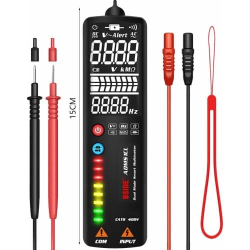 BSIDE Mini Digital Tester Multimeter Smart LCD Voltage Detector Tester Portable DC AC Voltage Ohm Continuity Hz NCV Test Meter