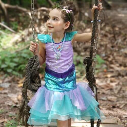 ChildrenswearLittle Mermaid Princess Dress Girl Fashion Fish Tail Fancy Dress Up Costume KidsCosplay Clothing
