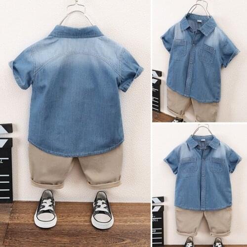 Baby Girl Boys Shirts Short Sleeve Clothes for Boys Denim Shirt Infant Toddler Tops Shirts Kids Clothing Outerwear Kids 1-8Y
