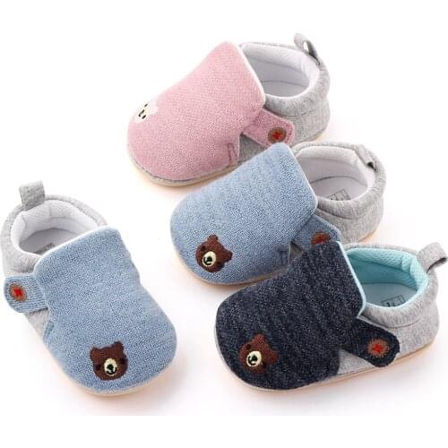 #EW Baby Boots Infant Newborn Girls Boys Cotton Fabric First Walkers Shoes Cartoon Bear Shallow Shoes Booties детская обувь