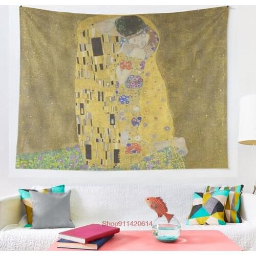 The Kiss Gustav Klimt tapestry Hippie Tapestry Wall Hanging for Living Room Bedroom Dorm Room Home Decor Tapiz