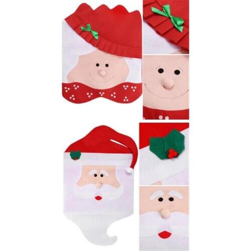 Hot 100pcs Santa Claus Mrs. Claus Cap Chair Covers Christmas Dinner Table Decoration for Home Chair Back Cover Decoracion