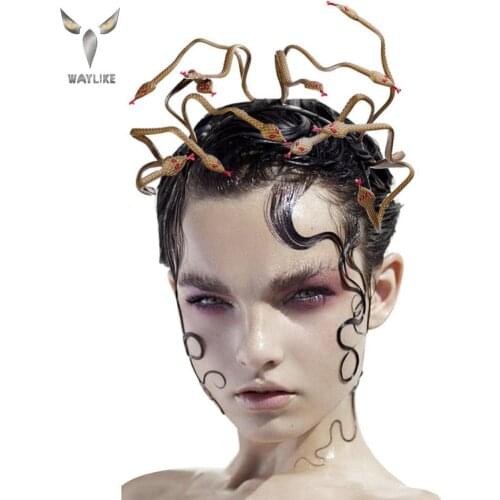 Halloween Adults Cosplay Costumes Accessories Mardi Gras Masquerade Headwear Medusa Cosplay Headband Drama Performance Props
