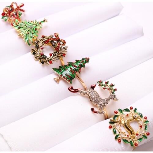 31 Style Christmas Tree Napkin Ring Bow Flower Wreath Mouth Ring Hotel Sample Room Set Table Decoration Christmas Napkin Buckle