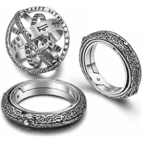 2020 New Nautical Globe 12 constellations 8 major planets Tail Rings 100% S925 Sterling Silver color Women wedding Ring Jewelry