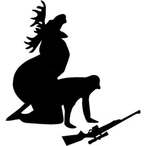 Creative Fun Elk Hunter Auto Sticker Pvc Waterproof Sunscreen Car Decal Customizable Colors Black/silver 13cm*12 Cm