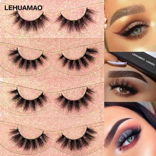 LEHUAMAO Makeup Eyelashes 3D Mink Lashes Fluffy Natural Volume Soft Thick False Eyelash lightweight Wispy Dramatic Luxury Lashes