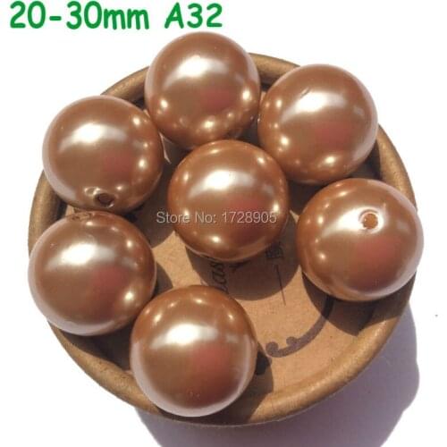 Chunky Beads for Toddlers Brown le bijou de perle perles de Pearls 6mm to 30mm Jumbo Pearl Acrylic Spacer perla Round ABS Beads
