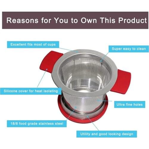 Hot 3Pcs Stainless Steel Reusable Tea Infuser Basket Fine Mesh Tea Strainer with Handles Lid Tea Filter for Loose Tea Leaf