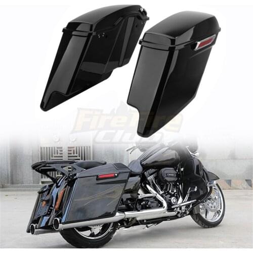 Motorcycle Vivid Black 5" Extended Stretched Hard Saddlebags For Harley Touring Street Glide 2014-2021