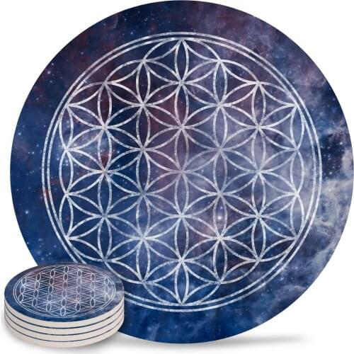 Geometry Universe Round Coaster Set Non-slip Heat Proof Ceramic Coffee Drink Coasters Table Decoration Placemats