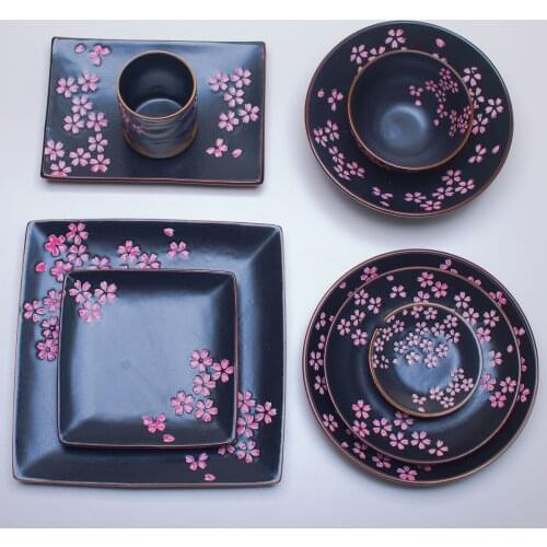 Japanese ceramic matte frosted tableware set cherry creative dessert mustard juice hotel tableware