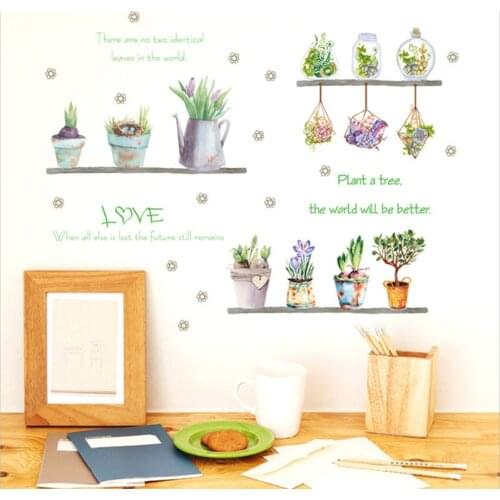 Flower Plant Butterfly Wall Stickers 3D VIVID Home Decor Living Room Kitchen Decals Mural Art Decoration