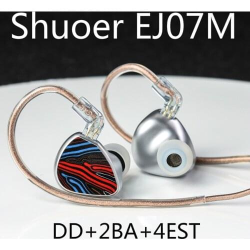 Shuoer EJ07M Electrostatic DD+2BA+4EST Sonion Seven Hybrid Driver HiFi In-Ear Earphones IEMs Monitor Audiophile OCC QDC Cable