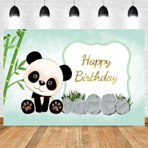 Newbron Baby Shower Birthday Party Background Photophone Cute Panda Bamboo Photo Backdrop Decor Vinyl Custom Photography props