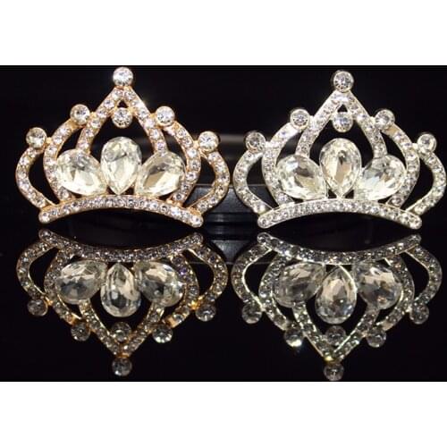 2021New 50Pcs Alloy Drop Rhinestone Crown Buttons for DIY Child Hair Brand Accessories and Wedding Decoration JC23