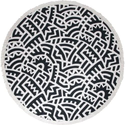 Sea Towel New Fashion Round Design Black White Escape Tribal Pattern On Holiday Journey Free Fast Shipping