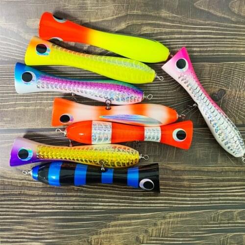 OBSESSION Big Topwater Wooden Popper 120g GT Surface Popping Lure Deep Sea Boat Fishing Bait Saltwater Trolling Wood Tuna lure