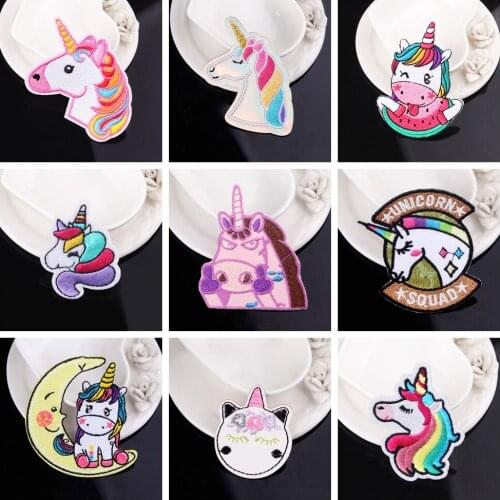 Embroidery Unicorn Patch Cartoon Patch Iron On Patches For Clothing Embroidered Patches Stripes On Clothes Sew Applique Sticker