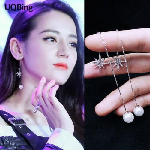 Fashion Pure 925 Sterling Silver Drop Earrings With Pearl Crystal Earrings For Women Jewelry Pendientes Brincos Drop Shipping