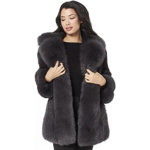 Fur Coat Winter Warm Thick Jacket 2021 New Fashion Natural Fox Fur Comfortable Overcoat With Turn Down Collar